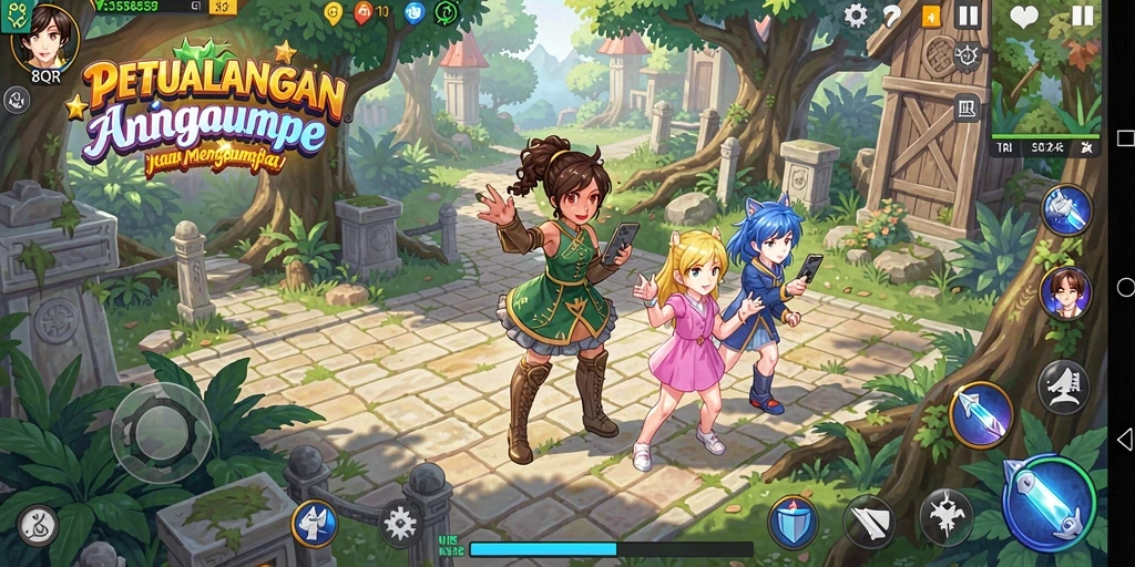 Screenshot gameplay 8QR dengan karakter anime yang menarik.