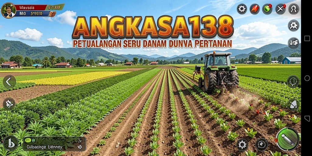 Tampilan gameplay <strong>ANGKASA138</strong> yang menampilkan pertanian yang indah dan interaktif.