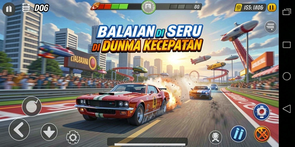 Gameplay D06 yang menegangkan dan mendebarkan di medan balapan.