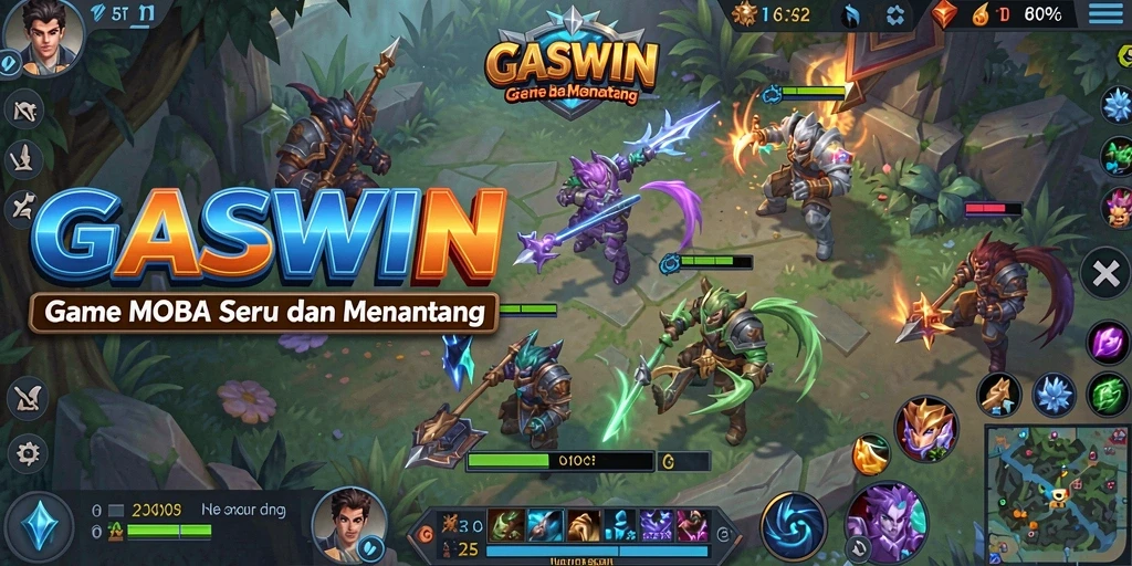Gameplay seru GASWIN dalam pertempuran MOBA yang menegangkan.