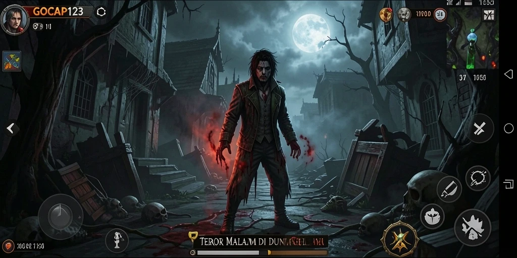 Menampilkan suasana mencekam dalam gameplay GOCAP123.