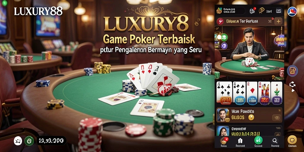 Screenshot gameplay LUXURY88 menampilkan suasana penuh aksi dan strategi di meja Poker.