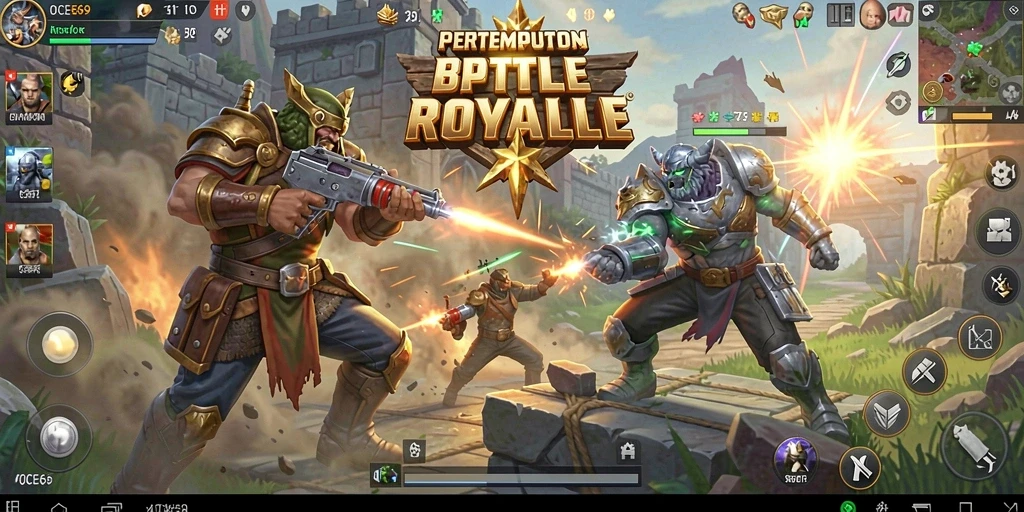 Tangkapan layar gameplay <strong>OCE69</strong> yang menunjukkan aksi pertempuran sengit di Battle Royale.