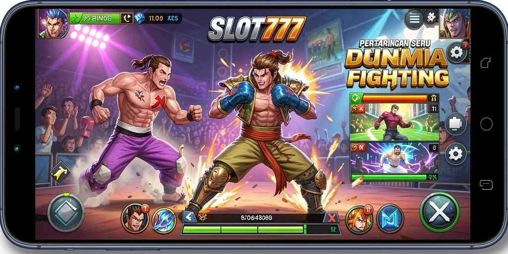 Tampilan seru gameplay <strong>SLOT777</strong> di arena pertarungan.