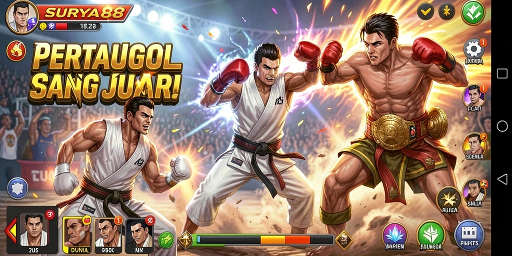 Tangkapan layar SURYA88 menampilkan aksi pertarungan yang mendebarkan.