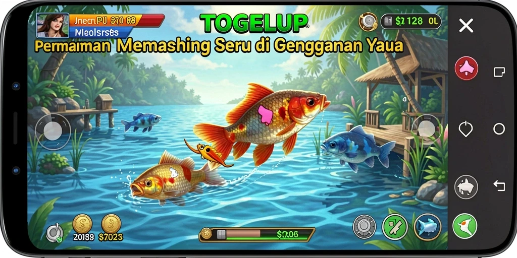 Tampilan gameplay TOGELUP yang menampilkan aksi memancing yang seru.