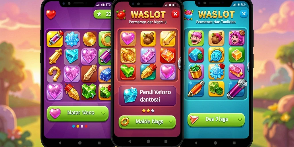 Tampilan gameplay WASLOT yang menampilkan tantangan Match-3.